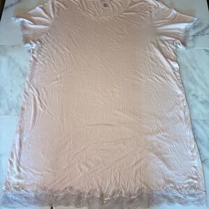 Victoria's Secret Light Blush Lounge Tee with lace trim
